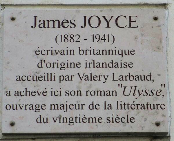 James Joyce Plaque 71 Rue De Cardinal Lemoine Paris 5